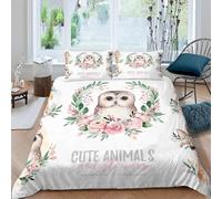 Chouette Dessin Anim¿¿ Housse De Couette X Imprim¿¿ D Animaux Aquarelles Parure De Lit Personnes Ado Fille Enfants Microfibre Literie Pi¿¿Ces Avec Ferm