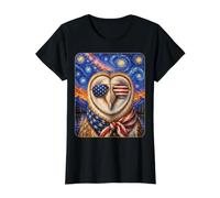 Chouette effraie Portant des Lunettes Drapeau américain Art américain T-Shirt Graphique avec Valeur