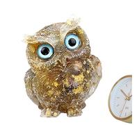Chouette en cristal, figurine réaliste décor hibou oiseau gardien statue en pierre sculptée à la main, hibou en cristal pour la maison, fête, cadeau d'anniversaire