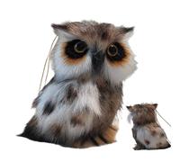 Chouette en peluche - Ornements de chouettes simulées, ornements d'animaux en fourrure synthétique, peluches douces | Pendentif suspendu avec boucle, design réaliste des yeux vivants, décoration de
