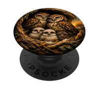 Chouette en Pierre Mignonne ornithologue ornithologue printanier Hibou Sauvage PopSockets PopGrip Adhésif
