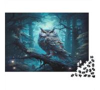 Chouette Énigme Puzzle 1000 Pièces Adulte sans Poussière, Puzzle Difficile Chouette Forêténigme De Compétence Logique pour Une Activité Zen, Puzzle Cadeau d'anniversaire 52x38cm/1000pcs