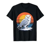 Chouette enneigée Coucher de Soleil rétro Arctique Wildlife Bird Scène T-Shirt