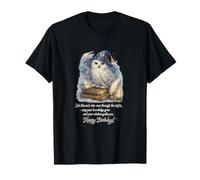Chouette enneigée Joyeux Anniversaire avec Citation Wisdom and Knowledge T-Shirt
