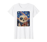 Chouette enneigée Portant des Lunettes Drapeau américain T-Shirt Graphique avec Valeur