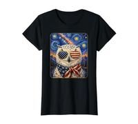 Chouette enneigée Portant des Lunettes Drapeau américain T-Shirt Graphique avec Valeur