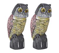 Chouette épouvantail, Lot de 2, tête à hochement, Statue décorative sur Pieds, pour Le Jardin, Balcon, terrasse, coloré