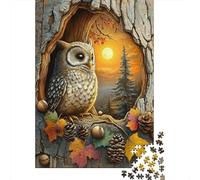 Chouette Forêt dAutomne Puzzle 1000 Pièces Puzzle pour Adultes Crépuscule Puzzle en Famille Décompression Décoration Motivation 70x50cm/1000pcs
