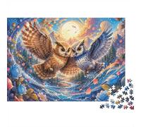 Chouette Forêt Lune 1000 Pièces Mini Puzzle pour Adultes Décor Maison | 38x26cm Carton Débutants Relaxation Mentale Puzzle Intellectuel Cadeau Anniversaire Salon