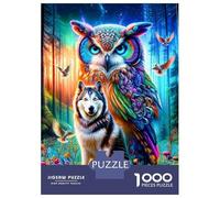 Chouette Husky forêt 1000 Pièces Pack Puzzle Duo forestier Vibrant Puzzle Carton Extra-épais - Collectionneurs’ Favorite, Détente, Pause Bureau Voyage Et Fêtes 38x26cm/1000pcs