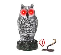 Chouette leurre - Faux hibou avec yeux clignotants, détecteur de bruit et de mouvement effrayant, faux épouvantail, statue de hibou en plastique pour protéger les , les arbres et les fleurs