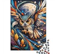 Chouette Lune Plume 1000pcs Mini Puzzle pour Adultes Difficile | 38x26cm Carton Décor Salon Structure Durable Cadeau Anniversaire Soulagement Du Stress