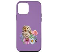 Chouette Mignonne avec Fleurs d'oiseaux pour Les Amoureux des Animaux colorés rétro Coque pour iPhone 12 Mini
