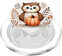 Chouette Mignonne Tenant Une Citrouille Orange récolte d'automne PopSockets PopGrip pour MagSafe