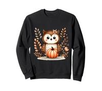 Chouette Mignonne Tenant Une Citrouille Orange récolte d'automne Sweatshirt