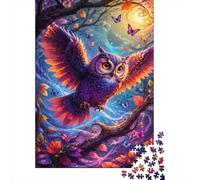 Chouette Papillon Arbre Puzzle, 1000 Pièces Jeu D'intérieur Adulte | 70x50cm Carton, Passe-temps Intellectuel, Finition Surface Lisse, Amateurs De Puzzles, Interaction Familiale