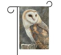 Chouette perchée sur poteau en bois Drapeau de jardin saisonnier vacances toile de jute double face Maison cour drapeaux extérieurs 30,5 x 45,7 cm
