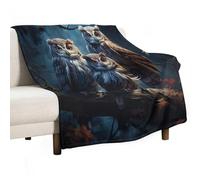 Chouette Plaid Thème Oiseau Couvertures Et Plaids en Microfibre Moelleuse Couverture De Voyage pour Enfant Adolescents Cadeau De Fin D'études 150x200cm