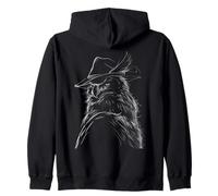 Chouette Sage Portant Un Chapeau de Chasseur à Plumes Sweat à Capuche