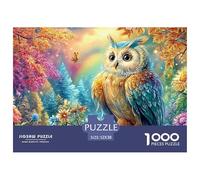 Chouette sur Un rameau avec des Fleurs et des Feuilles d'automne Puzzle De 1000 Pièces Owl Carton Recyclé, Jeu De Jeu d'esprit 52x38cm/1000pcs