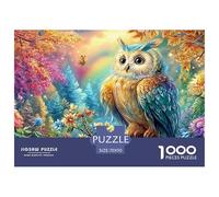 Chouette sur Un rameau avec des Fleurs et des Feuilles d'automne Puzzle De 1000 Pièces Owl Formation Mentale pour Adultes Et Enfants 70x50cm/1000pcs