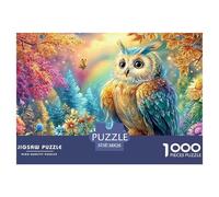 Chouette sur Un rameau avec des Fleurs et des Feuilles d'automne Puzzle De 1000 Pièces Owl Loisirs Familiaux pour Adultes Et Enfants 38x26cm/1000pcs