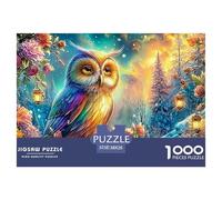 Chouette sur Un rameau, lanternes, Fleurs, Fond enneigé Puzzle De 1000 Pièces Owl Jeu Éducatif Classique pour Le Temps des Puzzles en Famille 38x26cm/1000pcs