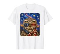 Chouette Terrier Portant des Lunettes Drapeau américain T-Shirt Graphique avec Valeur