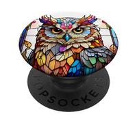 Chouette vitrail PopSockets PopGrip Interchangeable