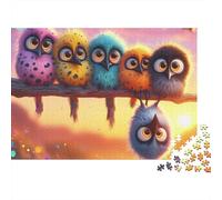 Chouettes Cartoon Puzzle 1000 Pièces Papier pour Adultes Coucher de Soleil Branche Puzzle en Famille Décoration Maison 70x50cm/1000pcs