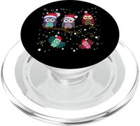 Chouettes de Noël Mignonnes Portant des Chapeaux de Père Noël dans Une scène d'hiver enneigée PopSockets PopGrip pour MagSafe