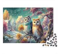 Chouettes Forêt Puzzle pour Adultes Puzzle 1000 Pièces Papier Paysage d'hiver Jeu de Puzzle 1000 Pièces Relaxation Cadeau 70x50cm/1000pcs