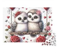 Chouettes Mignonnes Puzzle 1000 Pièces Papier pour Adultes Fleurs Romantiques Puzzle en Famille Déco Détente 70x50cm/1000pcs