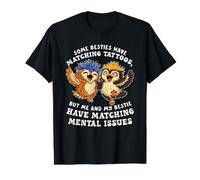 Chouettes rigolotes, Meilleurs Amis, Tatouages Assortis T-Shirt Graphique avec Valeur, Homme, Noir, S