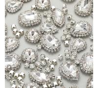 Choupee Lot de 130 strass à coudre avec dos en métal pour costumes, vêtements, robes, boucles d'oreilles, ceinture et chaussures