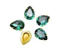 Choupee Lot de 36 cristaux à coudre avec strass K9 Vert 13 x 18 mm