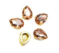 Choupee Lot de 36 cristaux à coudre K9 en forme de goutte avec strass à dos plat Doré 13 x 18 mm, champagne