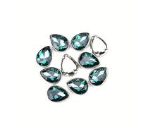 Choupee Lot de 48 strass à coudre en forme de goutte avec monture argentée sans griffe, couleurs mélangées - Pour robe, tissu, chaussures, maillot de bain (10 x 14 mm, zircone vert)