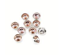 Choupee Lot de 48 strass Rivoli à coudre avec monture argentée sans griffe, couleurs mélangées - Pour robe, tissu, chaussures, maillot de bain (10 mm, champagne)