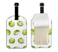 Choux de Bruxelles,Étiquettes à bagages en cuir PU, étiquette nominative de voyage résistante, lot de 2