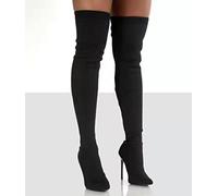 CHOUX Femmes Boots Talons Hauts pointés Long sur Les Bottes du Genou Tricoter Strenth Winter Boot Big Taille 43 Vobus Chaussures-Black Long,9