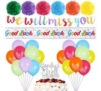 Chovbe Bannière « We Will Miss You » - Ballons porte-bonheur - Pompons en papier - Décoration de gâteau - Retraite - Adieu, départ - Décorations de fête pour collègues