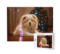 Chow Chow, Chien Blanc et Duveteux, Animaux de Compagnie, Chiens, Noël,Puzzle Familial en Bois de 500 pièces pour Adultes et Adolescents, décoration d'intérieur