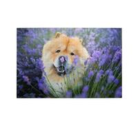 Chow-Chow, Chiens Bruns Doux et Duveteux, Violets Sauvages, Puzzle de 1000 pièces en Bois, Jeu Familial, décoration Murale pour Adultes et Adolescents