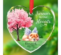 Chow Chow Décoration de Noël en verre ange endormi - Décoration de Noël - Chien éternel dans nos cœurs - Ornements en verre de Noël 2025 - Nom personnalisé et année en mémoire d'amour des cadeaux pour