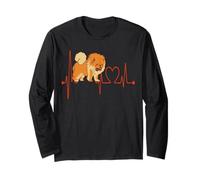 Chow Chow Dog Heartbeat EKG Pulse Mes Chiens sont Mon Cardio Manche Longue