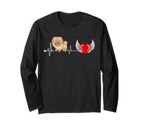 Chow Chow Dog Heartbeat Pulse Funny Puppy Lover Manche Longue
