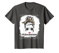 Chow Chow Dog Mom Bleached Messy Bun Leopard Women Pet Lover T-Shirt, Enfant, Asphalte, 10 Ans