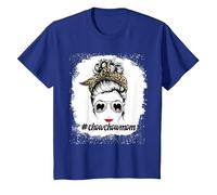 Chow Chow Dog Mom Bleached Messy Bun Leopard Women Pet Lover T-Shirt, Enfant, Bleu Royal, 12 Ans