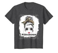 Chow Chow Dog Mom Bleached Messy Bun Leopard Women Pet Lover T-Shirt, Enfant, Chiné Foncé, 2 Ans
